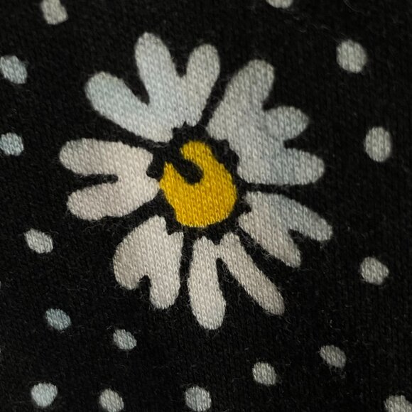Vintage 90s Daisy T-Shirt Petite Small‎ Black Retro Twee Floral Knit 100% Cotton - Picture 11 of 11